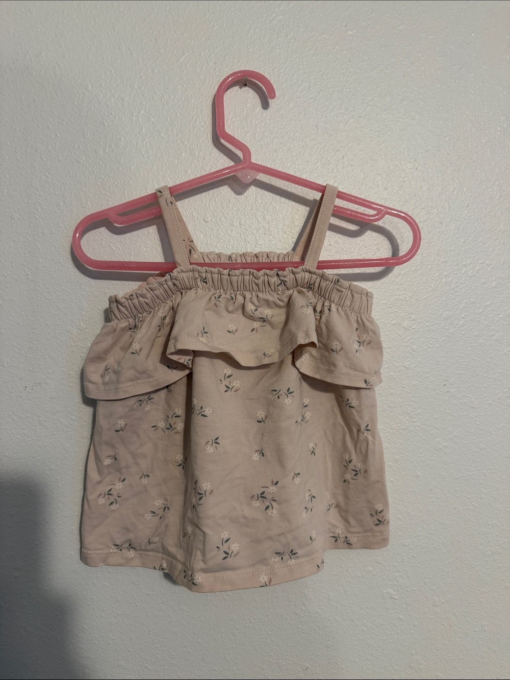 Savannah Pink-Beige Floral Ruffle Tank Top